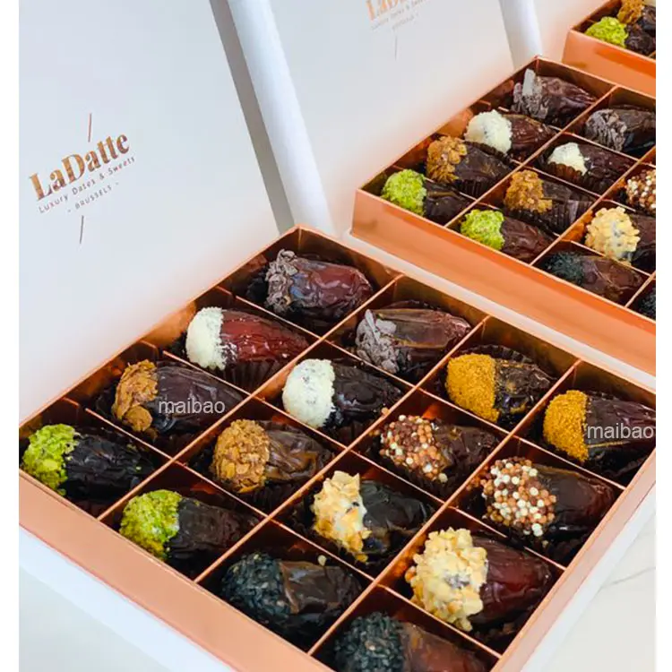 Arabie saoudite islamique luxe carton carton bonbons papier date boîtes pour ramadan or cadeau chocolat dates boîte emballage dubai