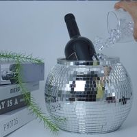 Seau à glace boule disco personnalisé en gros, refroidisseur à vin boule miroir pour fête rétro années 70, mariage, décoration de bar, vente en gros