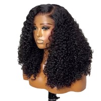 Perruque bouclée 4x4 en cheveux humains 12A double drawn, entièrement tissée à la main, densité 300%, dentelle transparente HD, marque 01