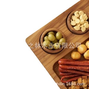 Plateau de service en bois massif Jiazhilin avec 3 compartiments, plateau multifonctionnel pour trier les aliments, pour les collations et les noix - Product Image 5