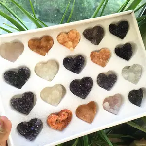 Alta qualidade natural ametista cristal geodo cluster, coração, presentes de aniversário