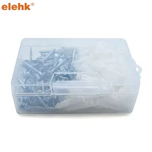Elehk Kit d'ancrage pour cloisons sèches en plastique nervuré avec vis et foret à maçonnerie Kits d'ancrage nervuré