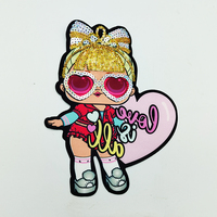 Fille patché mode vêtements accessoire clignotant lumières LED coudre sur logo dessin animé filles imprimer paillettes broderie patchs