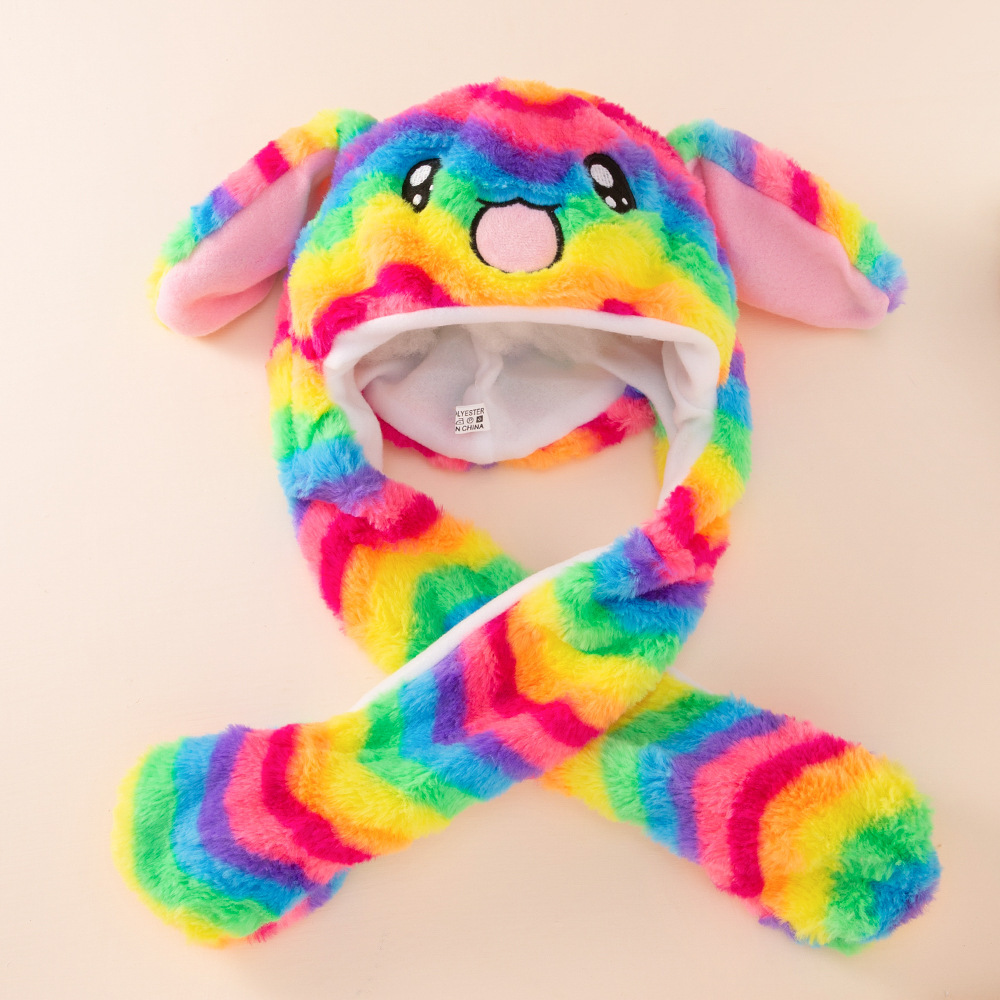 XEPST Chapeau de Lapin avec Oreilles Mobiles, Chapeau de Lapin En Peluche Oreilles Mobiles Chapeau pour Enfants Adultes Costume d'Animal Cosplay Halloween Carnaval Cadeau d'Anniversaire de Pâques
