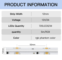 Bande LED COB RVBIC 24V haute densité WS2811 8mm/10mm/12mm adressable multicolore sans points, flexible