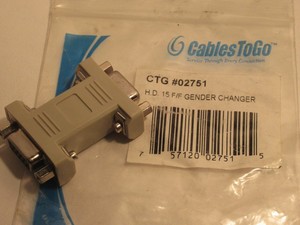 PLC NEW CABLES TO GO <strong>CTG</strong> 02751 CTG02751 H.D. <strong>15</strong> F/F GENDER CHANGER CONNECTOR Warranty Product - Product Image 1
