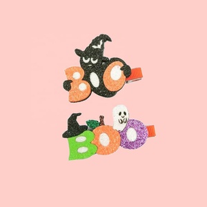 Nouvelles pinces à cheveux pour enfants en tissu pailleté motif dessin animé mignon 2026, lot de 2, épingles à cheveux sorcière pour fête d'Halloween, accessoires pour cheveux de filles - Product Image 1