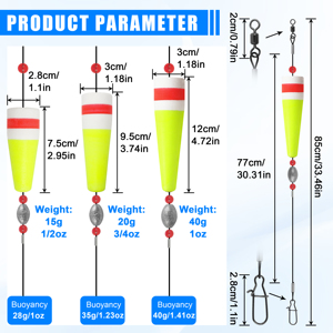 Bobbers <span class=keywords><strong>de</strong></span> <span class=keywords><strong>pesca</strong></span>, corchos para flotador <span class=keywords><strong>de</strong></span> agua salada, flotadores <span class=keywords><strong>de</strong></span> <span class=keywords><strong>pesca</strong></span> ponderados y Bobbers para Redfish, aparejos <span class=keywords><strong>de</strong></span> <span class=keywords><strong>pesca</strong></span> <span class=keywords><strong>de</strong></span> Surf - Product Image 2