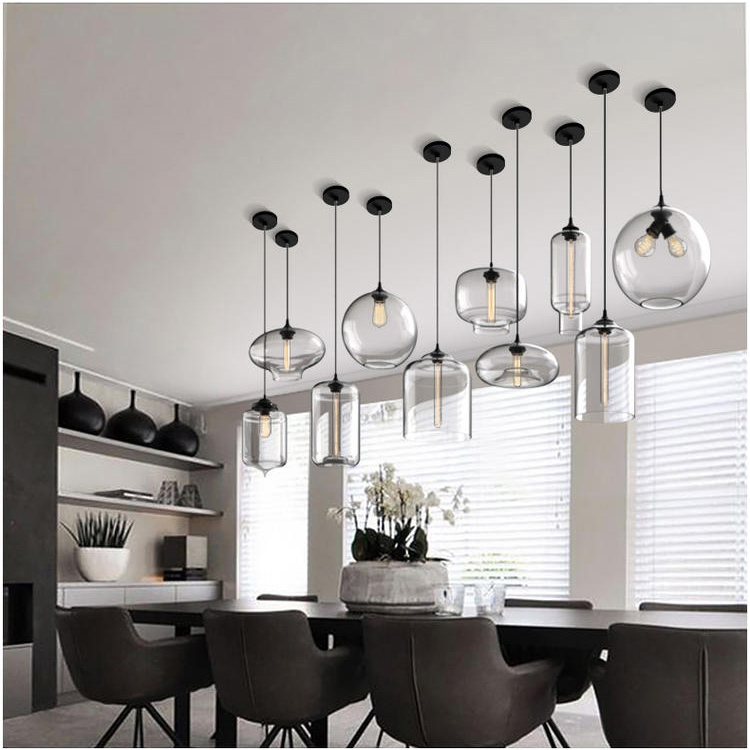 Современный подвесной светильник из прозрачного стекла