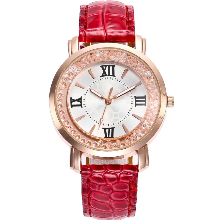 Orologi al quarzo da donna orologio da polso sportivo con cinturino in pelle PU da donna orologio da polso per studenti con strass di marca