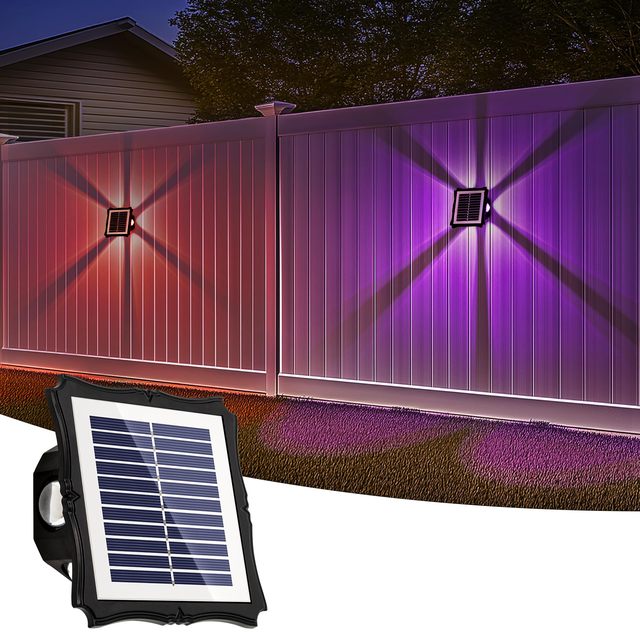Solar Square LED Wall Lamp with Waterproof IP65 RGB Lighting for Garden Fence Deck & Wall Decoration