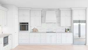 Design of Kitchen Marble <b>Cabinets</b> with Integrated Countertops, Customized Household Kitchen Range <b>Cabinets</b>. - Product Image 6
