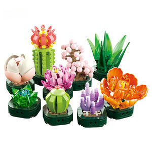 MOC Flower Bouquet Suculenta Maceta Construcción Ciudad DIY Decoración del hogar Ladrillos Juguetes Compatible Brickhead Building Blocks Set - Product Image 1