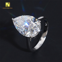 Poire coupe grande Moissanite pierre bague de mariage 925 argent Sterling VVS Moissanite anneaux bijoux diamant bague de fiançailles pour les femmes