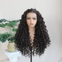 Perruque brésilienne longue 6*13 Lace Front ondulée bouclée noire résistante à la chaleur sans colle 32 pouces pour débutantes
