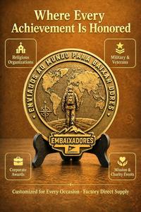 Piatto Souvenir Personalizzato Tracy in Bronzo con Rilievo, Piatto Commemorativo con Incisione 3D della Mappa del Mondo e Supporto in <span class=keywords><strong>Legno</strong></span> - Product Image 6