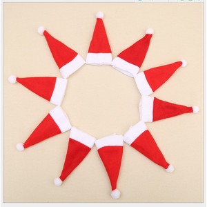 Décorations de Noël, bonnets du Père Noël, chapeaux brossés, housses de couverts en forme de bonnet du Père Noël, décorations de bouteilles de vin de Noël - Product Image 3