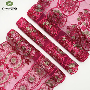 Tissu à coudre coloré de haute qualité 30cm <span class=keywords><strong>DMC</strong></span> strass Organza ensemble broderie dentelle garniture pour robe - Product Image 1