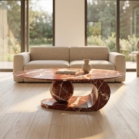 Table basse moderne en marbre rouge Rosa Levanto, prix usine, pour salon et chambre à coucher