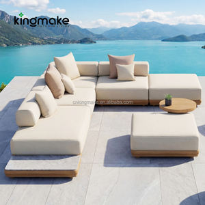 Conjunto de Sofás de Jardim em Madeira de Teak de Alta Qualidade para Hotéis, Móveis de Pátio Externo com Almofadas - Product Image 1