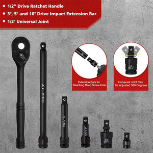 1/2 \ "Drive 66 Stuks Diepe Impact Socket Set Sae 3/8 \"-1-1/4 \ "Metrische 8-24Mm Maat Ratel Handgreep Verlengstangen Voor Voertuig - Product Image 3