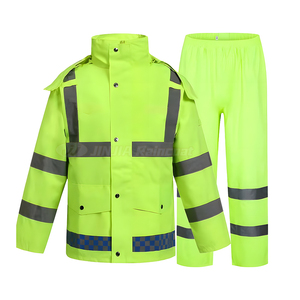 Chaqueta Impermeable de Alta Calidad, Reflectante, de <span class=keywords><strong>2</strong></span> Piezas, con Capucha, Traje de Lluvia de Poliéster y PVC - Product Image 5