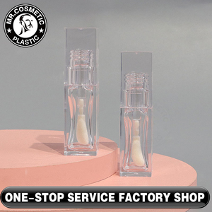 Chai đựng son bóng nhựa trong suốt 9ml, hình vuông dày, dạng tuýp đựng dầu dưỡng môi, nắp vặn, chai đựng son tint rỗng, kèm cọ. - Product Image 2