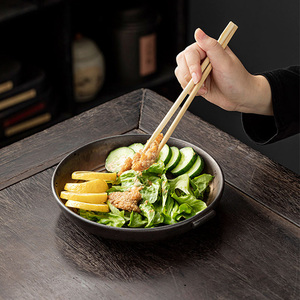 <span class=keywords><strong>Assiette</strong></span> de service et de mélange moderne en céramique, design japonais, avec deux poignées, pour cuisine, aliments, fruits et salades, disponible en blanc, vert, noir et or. - Product Image 2