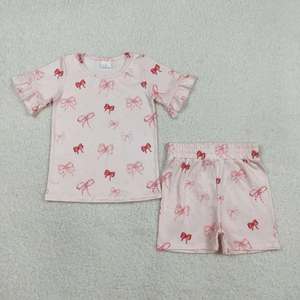 Conjuntos de Ropa de Pijama Cortos con Lazos y Flores Coloridas para Hermanas Bebés - Product Image 2