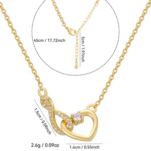 Collier vintage en cuivre avec pendentif cœur infini et pompon papillon, bijoux de mode pour femmes, chaîne dorée - Product Image 6