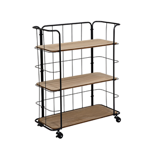 ホーム & ダイニング用多層折りたたみコーナー棚移動しやすいウッド & メタル収納ラックリビングルーム家庭用家具 - Product Image 5