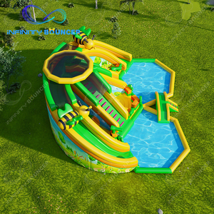 Thương mại khổng lồ trượt nước sân sau <span class=keywords><strong>Inflatable</strong></span> trượt nước ngoài trời đôi Lane Vàng trượt với hồ bơi - Product Image 5