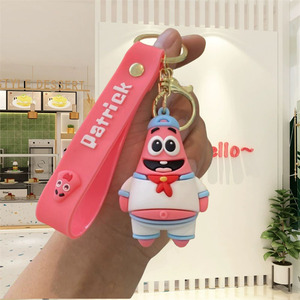 Joli porte-clés 3D en PVC de dessin animé <span class=keywords><strong>Bob</strong></span> l'éponge, pendentif <span class=keywords><strong>Patrick</strong></span> Star rose en caoutchouc pour voiture, sac, cadeau pour couples - Product Image 5