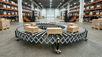 Convoyeur à rouleaux électrique flexible et extensible avec contrôle de vitesse pour la distribution de colis express dans les hubs logistiques