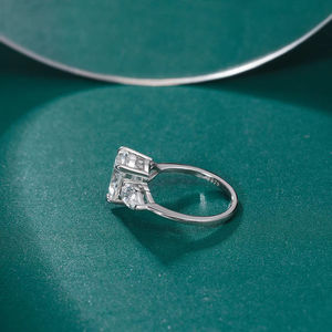 トレンディなドロップエンゲージメントRIng 925スターリングシルバー2ctジュエリーキュービックジルコンウェディングバンド女性用プロミスフローラル女性用リング - Product Image 4