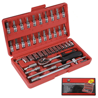 Kit d'outils de réparation automobile multifonctionnel de 46 pièces avec étui rigide, clé à douille manuelle en acier au carbone OEM