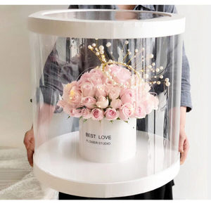 Cứng nhắc các tông xi lanh Hộp quà tặng với cửa sổ rõ ràng hộp phong cách ống giấy cho Rose Bouquet hoa tươi Quà Tặng hiển thị - Product Image 5