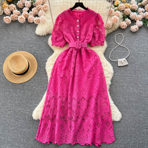 HANOU vestido femenino verano encaje bordado luz lujo Socialite alto grado sentido del temperamento hija sentido princesa vestido - Product Image 3