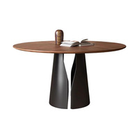 Mesa de Comedor de Madera Dura de Nogal Negro Estilo Francés Vintage, Personalización Disponible, Juego de Comedor Moderno para Cocinas Pequeñas