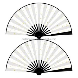 Abanico de mano premium de 33 cm para invitados de boda, con mango de plástico resistente, bambú pintado, estilo cesta de flores, decorativo, artesanal, recuerdo. - Product Image 4