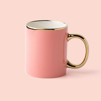 Tasses à café en porcelaine de style luxe Ceranva Capacité de 350ml avec poignée en or Couleurs personnalisées pour les ventes en ligne