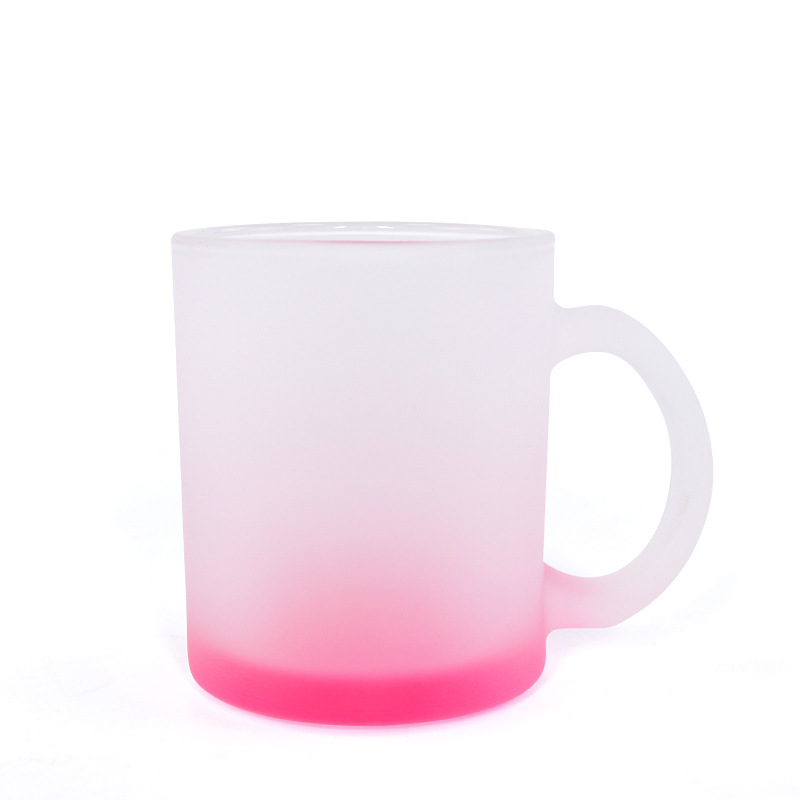 Manufacture 11oz Sublimation Matte Color Beer Mug Wholesale Heat Transfer Colorful Bottom Sublimation Frosted Glass Mug