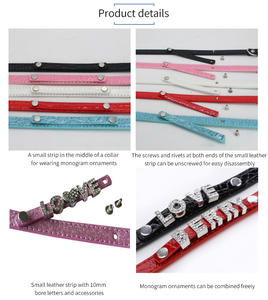 Bling DIY Charms letras personalizadas PU Rhinestone Collar de perro mascota con traje de perro gato deslumbrante gema ostentosa personalizable - Product Image 6