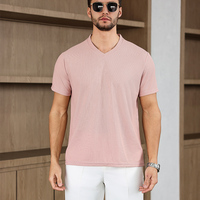 T-shirt à manches courtes pour homme, style basique, couleur unie, polyester, design uni, col en V, livraison directe