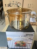 Pot en verre borosilicate haute résistance à double poignée résistant à la chaleur