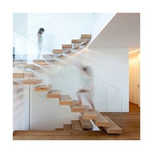 PRIMA Hot <span class=keywords><strong>Indeed</strong></span> Design Rampe d'escalier en bois massif pour l'intérieur Marchepied en bois naturel avec garde-corps en verre - Product Image 4