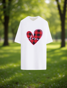 T-shirt da donna taglie forti con stampa Love, girocollo, manica corta, casual, in cotone morbido e traspirante, per San Valentino, primavera estate - Product Image 2