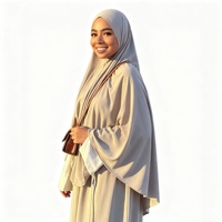 Ensemble Abaya Greige pour Femmes, Couleur Neutre, Vêtements Modestes, Vêtements Musulmans Islamiques, Longueur au Sol