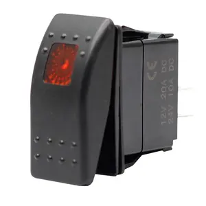 Interruptor basculante LED de encendido y apagado, impermeable, rojo, 12v, 20A, 3 pines, para autobús, barco, marino, Marine