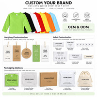 T-shirt unisexe à manches longues pour enfants, personnalisable avec logo, col rond, plusieurs couleurs, OEM, marque privée, vente en gros